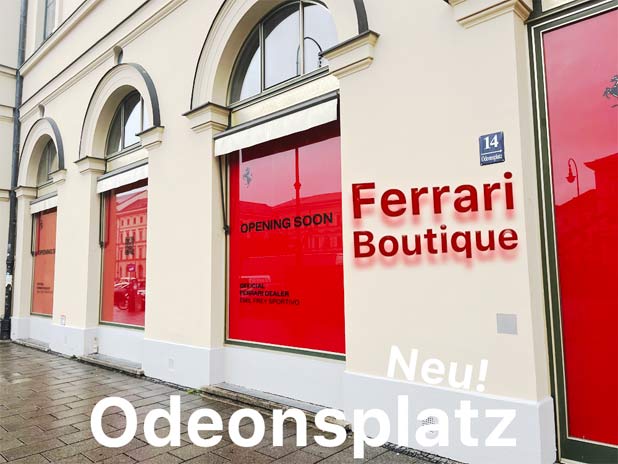 Eine neue Münchner "Ferrari Boutique" eröffnet, demnächst Foto: Martin Schmitz